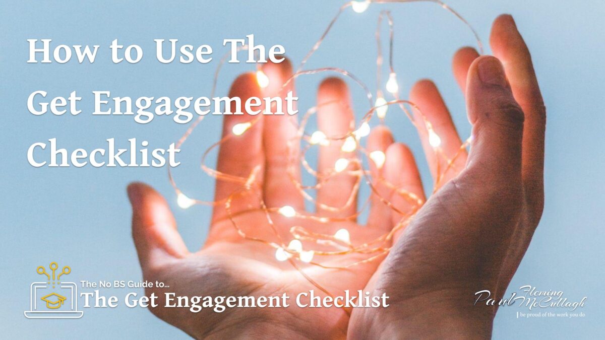 Cupped hands holding a string of LED lights, representing ideas and how to use The Get Engagement Checklist